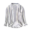 Mens Trendy Striped Long Sleeve Casual Shirt Linen Cotton Blend Four Seasons