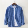 Mens Cotton Long Sleeve Solid Casual Shirt Daily All Seasons Turn Down