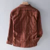 Mens Cotton Plaid Long Sleeve Casual Shirt Turn-Down Collar Four Seasons