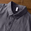 Mens Casual Cotton Linen Long Sleeve Shirt Solid Square Collar