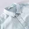 Mens Cotton Long Sleeve Solid Square Collar Casual Shirt Trendy Comfortable