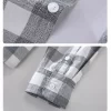 Mens Cotton Plaid Long Sleeve Casual Shirt Gray Office Four Seasons