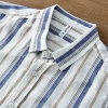 Mens Trendy Striped Long Sleeve Casual Shirt Linen Cotton Blend Four Seasons