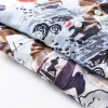 Mens Casual Printed Stand Collar Long Sleeve Cotton Linen Comfortable Shirt