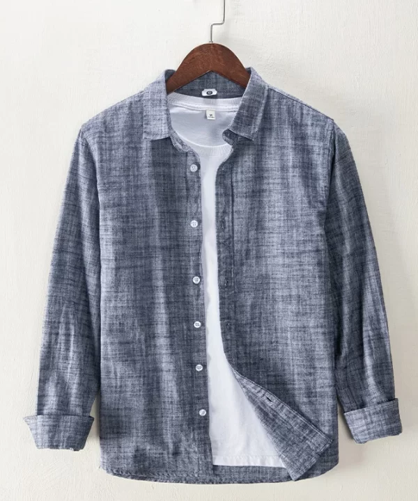 Mens Cotton Long Sleeve Solid Casual Shirt Daily All Seasons Turn Down