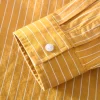 Mens Casual Striped Yellow Long Sleeve Cotton Comfortable Shirt