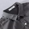 Mens Cotton Long Sleeve Solid Square Collar Casual Shirt Trendy Comfortable