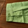 Mens Casual Cotton Linen Long Sleeve Shirt Solid Square Collar