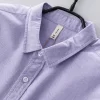 Mens Cotton Oxford Long Sleeve Casual Shirt Solid Four Season TurnDown Collar