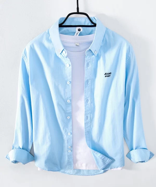 Mens Embroidered Solid Cotton Casual Full Sleeve Square Collar Shirt