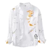 Mens Long Sleeve Cotton Printed Casual Shirt Breathable Trendy