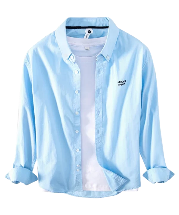 Mens Embroidered Solid Cotton Casual Full Sleeve Square Collar Shirt