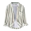 Mens Trendy Striped Long Sleeve Casual Shirt Linen Cotton Blend Four Seasons