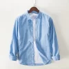 Mens Cotton Long Sleeve Solid Casual Shirt Daily All Seasons Turn Down