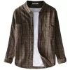 Mens Cotton Plaid Long Sleeve Casual Shirt Turn-Down Collar Four Seasons