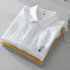 Mens Casual Striped Yellow Long Sleeve Cotton Comfortable Shirt
