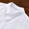 Mens Casual Cotton Linen Long Sleeve Shirt Solid Square Collar