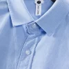 Mens Trendy Cotton Long Sleeve Solid Blue Oxford Casual Shirt