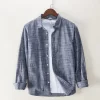 Mens Cotton Long Sleeve Solid Casual Shirt Daily All Seasons Turn Down