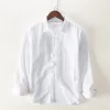 Mens Cotton Long Sleeve Solid Casual Shirt Daily All Seasons Turn Down