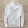 Mens Linen Long Sleeve Casual Shirt Solid Square Collar Single Breasted Office
