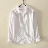 Mens Cotton Long Sleeve Casual Turn - Down Collar Solid Shirt All Seasons
