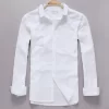 Mens Casual White Linen Cotton Long Sleeve Office Shirt