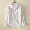 Mens Cotton Long Sleeve Casual Turn - Down Collar Solid Shirt All Seasons