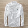 Mens Linen Long Sleeve Casual Shirt Solid Square Collar Single Breasted Office
