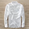 Mens Linen Long Sleeve Casual Shirt Solid Square Collar Single Breasted Office