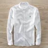 Mens Linen Long Sleeve Casual Shirt Solid Square Collar Single Breasted Office