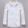 Mens Casual White Linen Cotton Long Sleeve Office Shirt