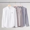 Mens Cotton Casual Long Sleeve White Shirt Single Breasted Turn Down Collar