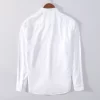 Mens Cotton Casual Long Sleeve White Shirt Single Breasted Turn Down Collar