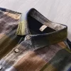 Mens Plaid Long Sleeve Cotton Linen Breathable Casual Office Four Seasons Shirt