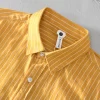 Mens Casual Striped Yellow Long Sleeve Cotton Comfortable Shirt
