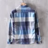 Mens Plaid Long Sleeve Cotton Linen Breathable Casual Office Four Seasons Shirt