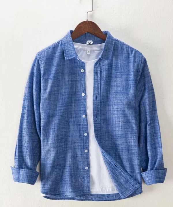 Mens Cotton Long Sleeve Solid Casual Shirt Daily All Seasons Turn Down