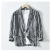 Mens Linen Casual Blazer Breathable Turn-Down Collar Plus Size