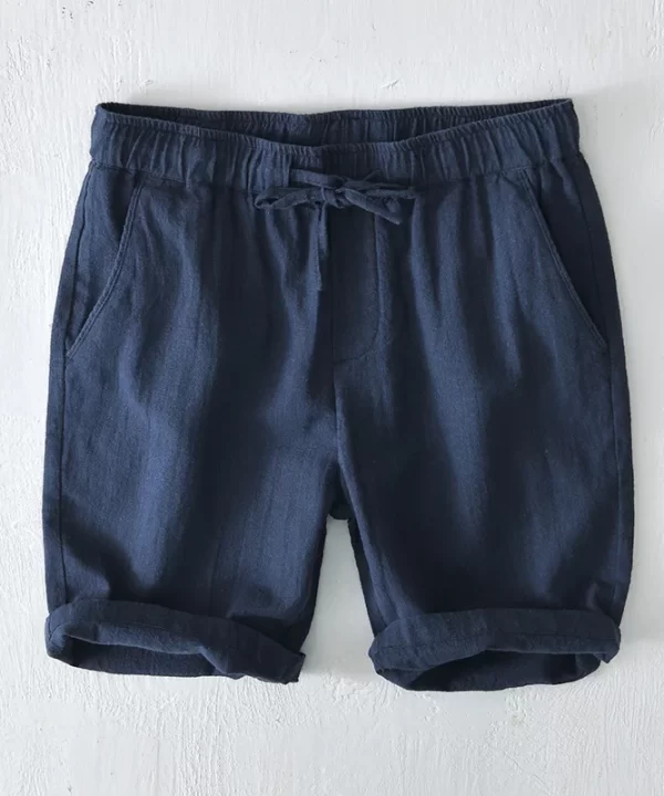Men Casual Elastic Waist Linen Shorts Knee Length Loose Fit