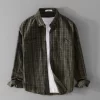 Mens Cotton Plaid Long Sleeve Casual Shirt Turn-Down Collar Four Seasons