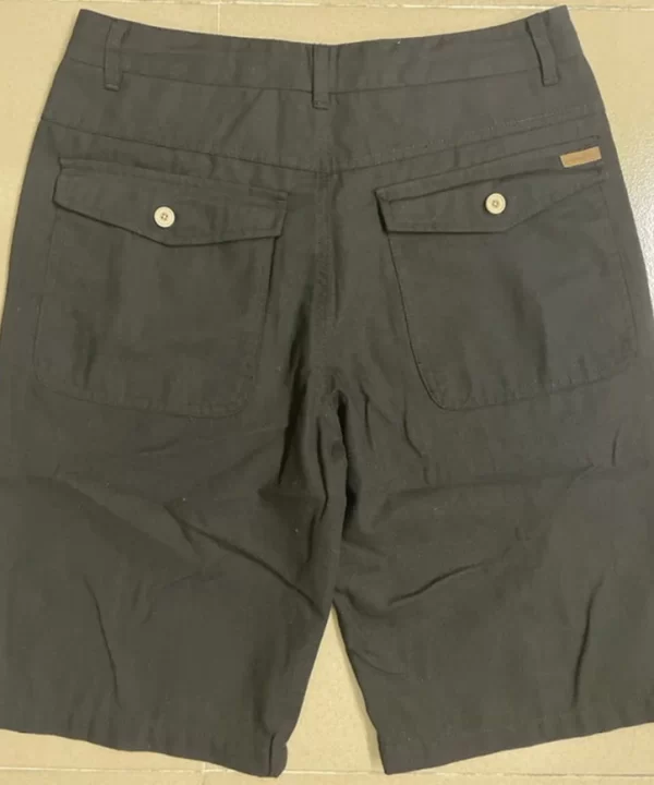 Mens Linen Cotton Beach Shorts Knee Length Straight Fit Zipper Fly