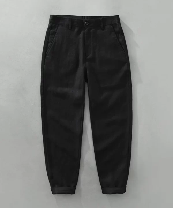 Men Linen Casual Straight Pants Breathable Four Seasons Office Fit