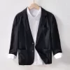 Mens Spring Fall Casual Cotton Linen Blazer Turn-Down Collar Breathable Plus Size