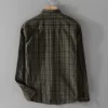 Mens Cotton Plaid Long Sleeve Casual Shirt Turn-Down Collar Four Seasons