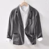 Mens Spring Fall Casual Cotton Linen Blazer Turn-Down Collar Breathable Plus Size