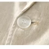 Mens Linen Casual Blazer Breathable Turn-Down Collar Plus Size