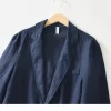 Mens Linen Casual Blazer Breathable Turn-Down Collar Plus Size