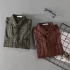 Mens Cotton Plaid Long Sleeve Casual Shirt Turn-Down Collar Four Seasons