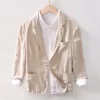 Mens Spring Fall Casual Cotton Linen Blazer Turn-Down Collar Breathable Plus Size